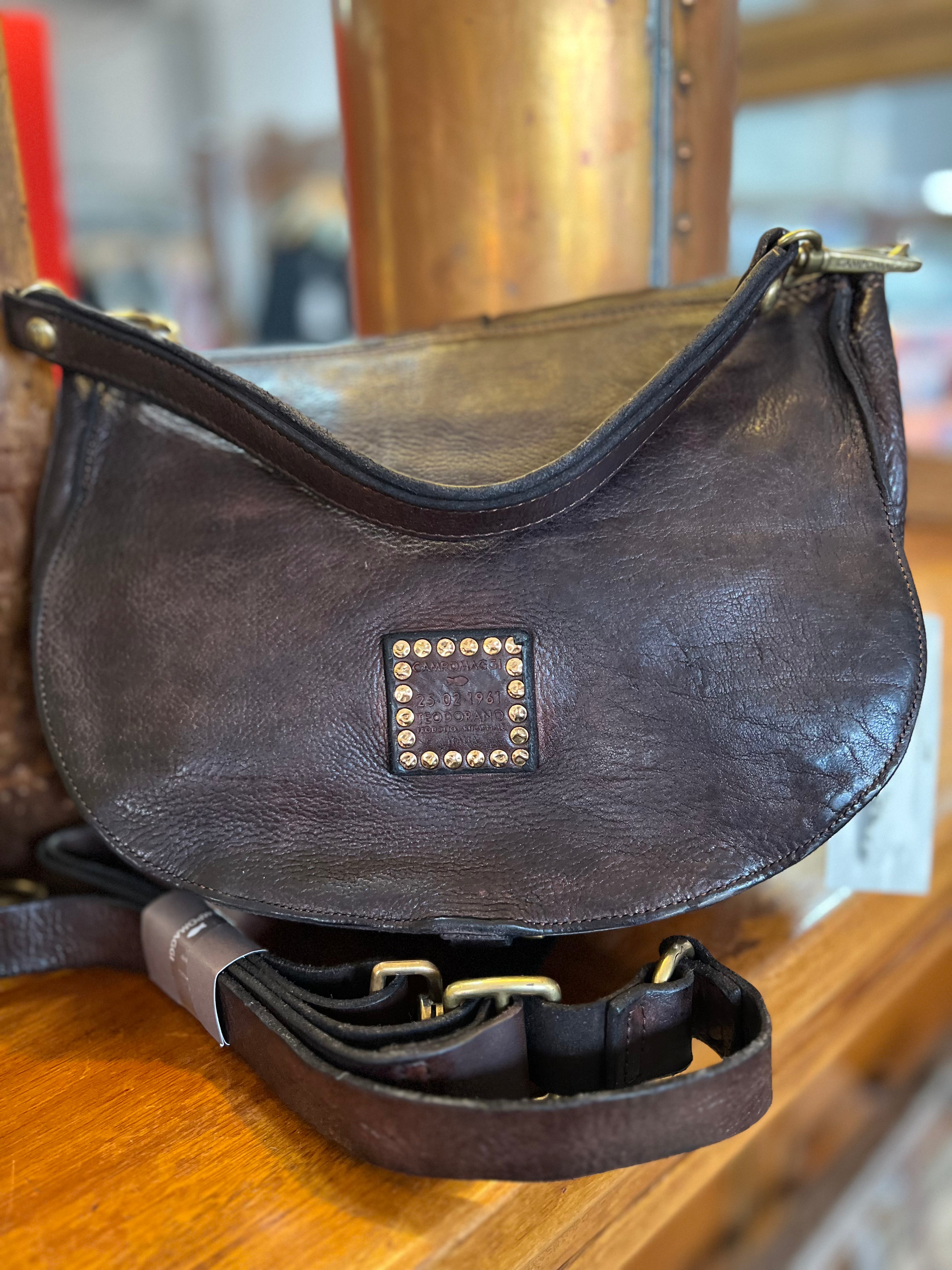 Eracle Shoulder Bag with Brass Ring - Dark Brown