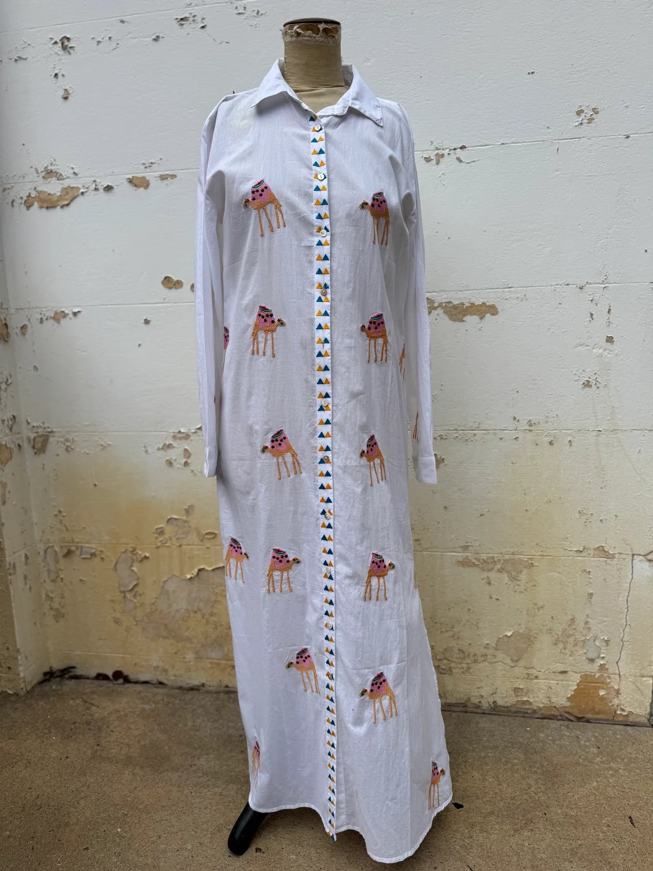Camel Train Cotton Shirt Dress