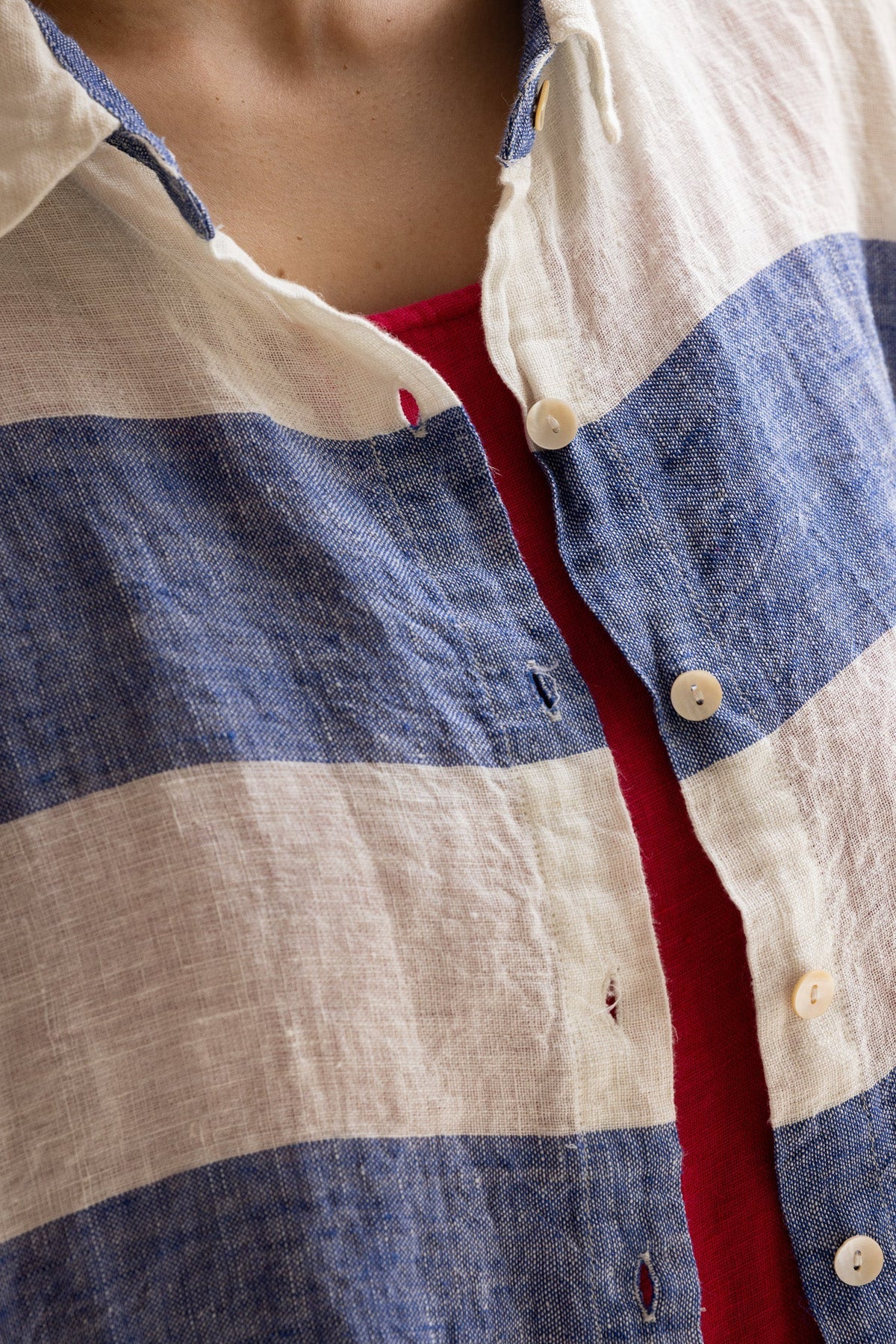 MOYO SHIRT - LINEN - Blue Stripe