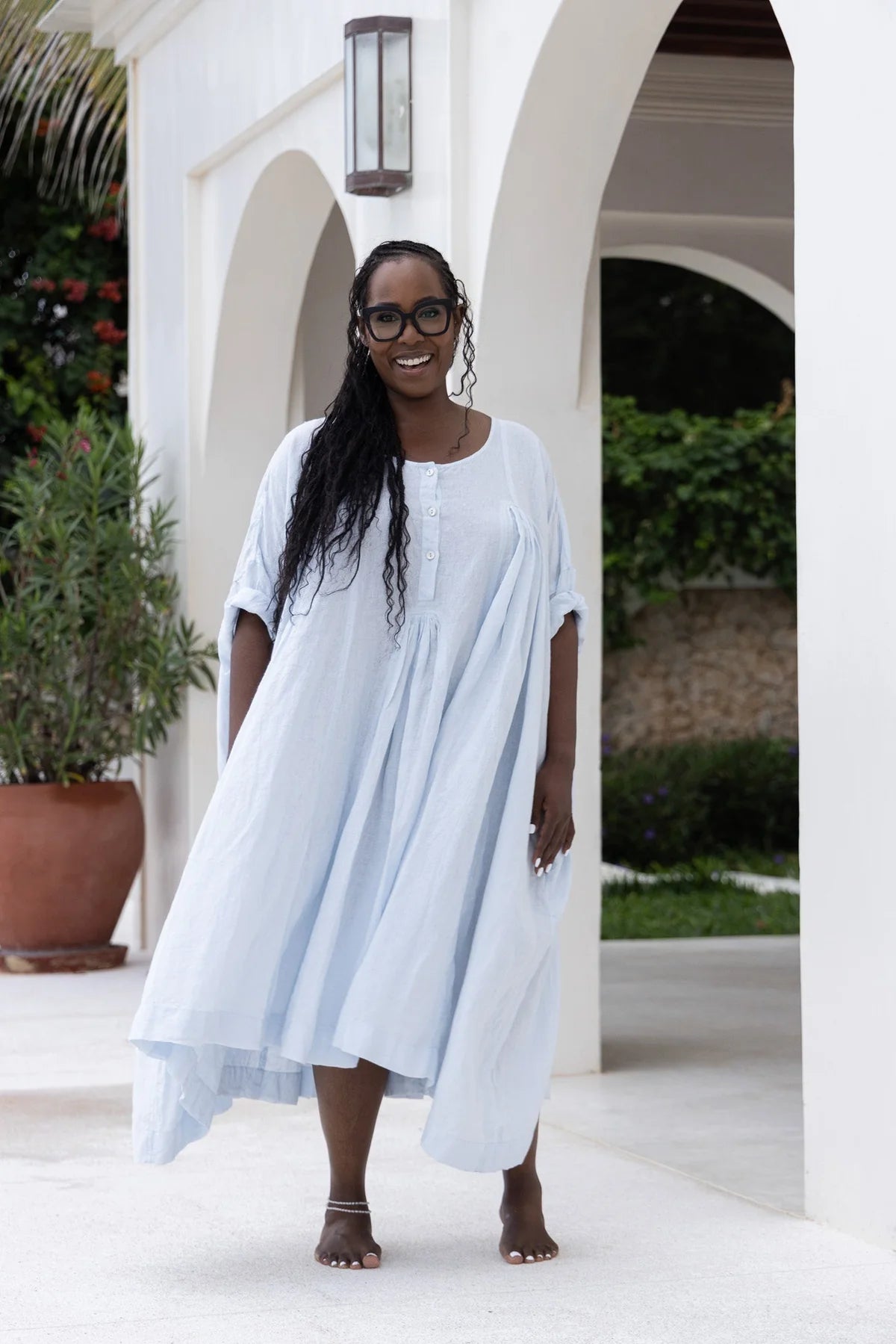 Shiva Dress - Linen - Ice