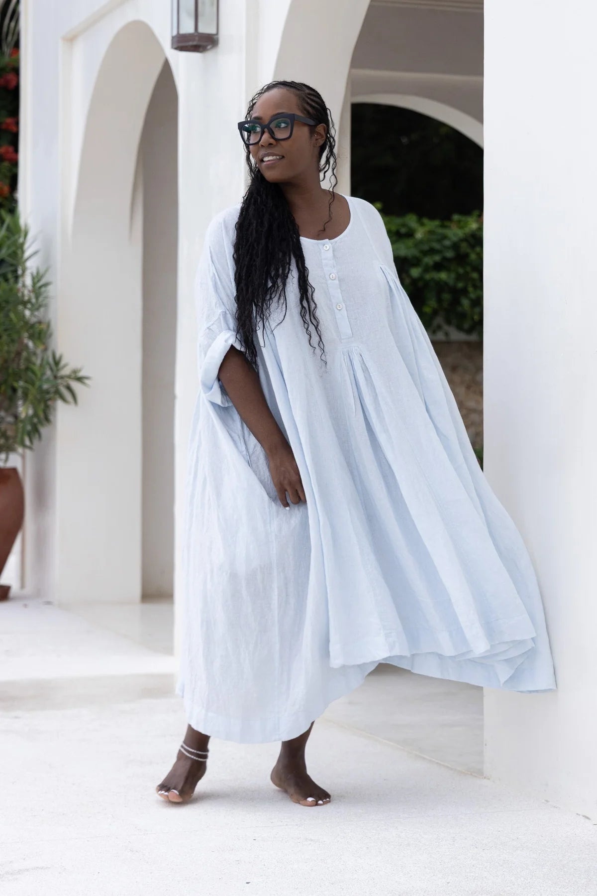 Shiva Dress - Linen - Ice