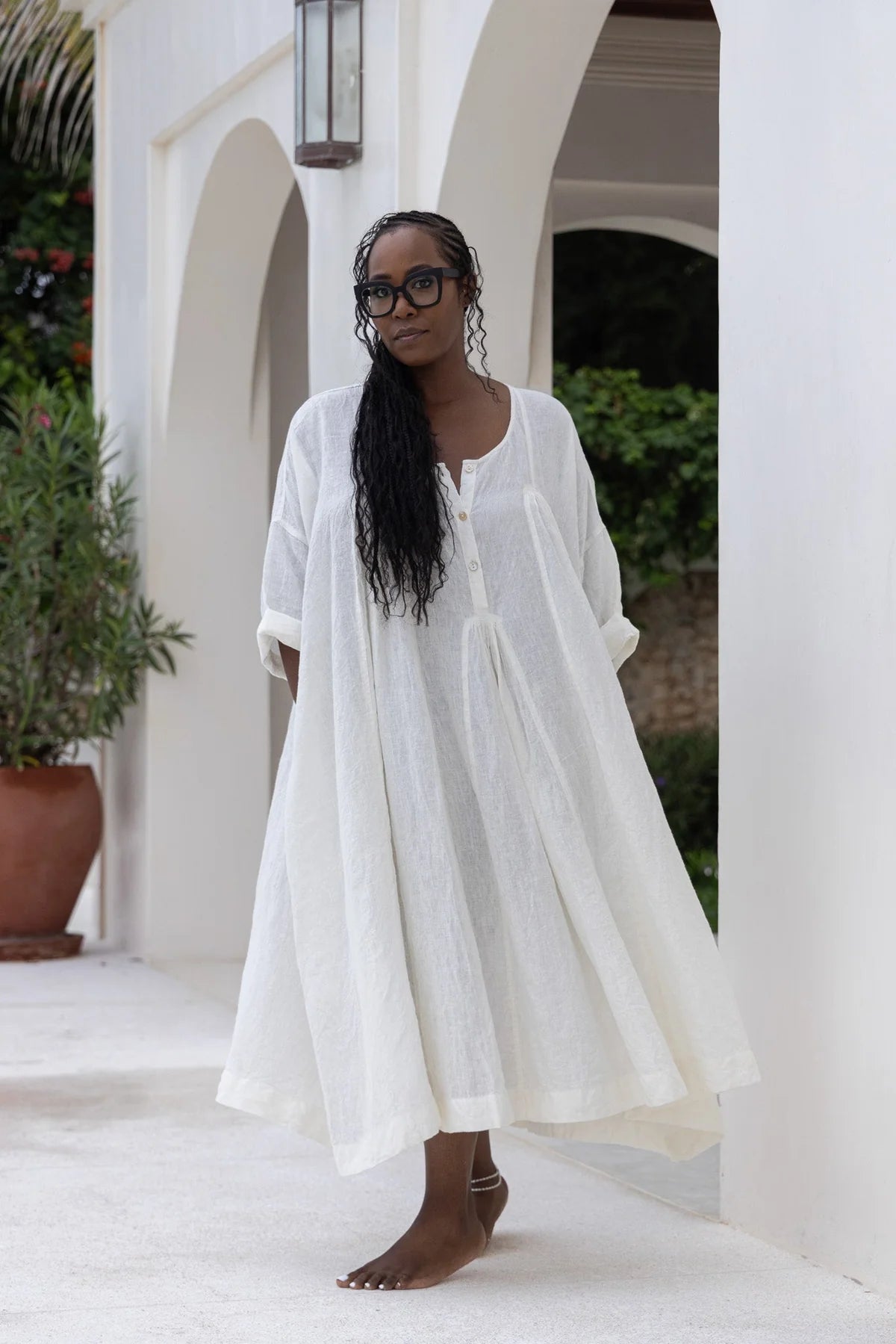 Shiva Dress - Linen - White