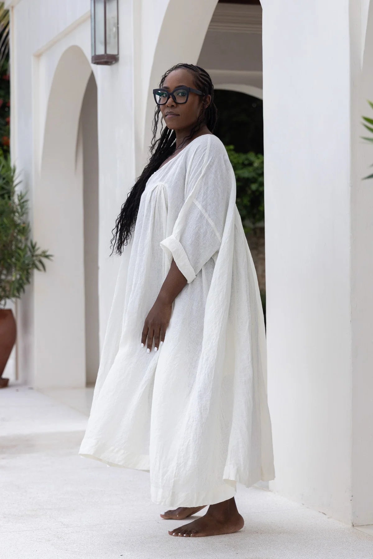 Shiva Dress - Linen - White