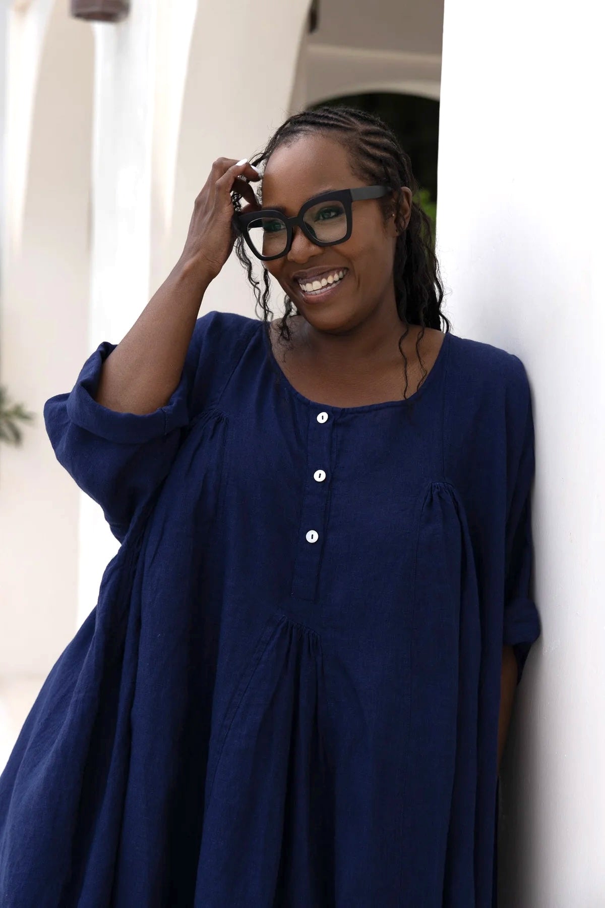 Shiva Dress - Linen - Indigo