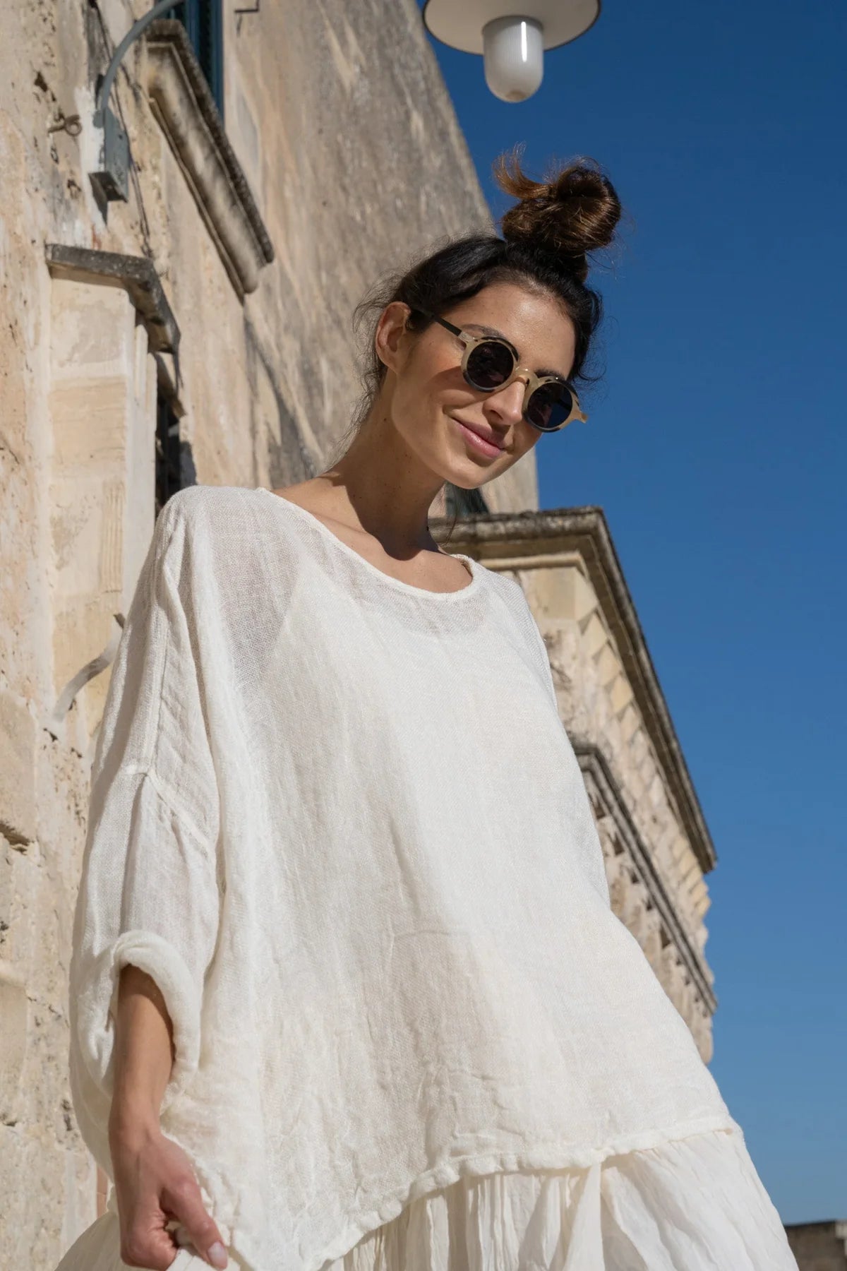 St Barts Linen Top - Cream