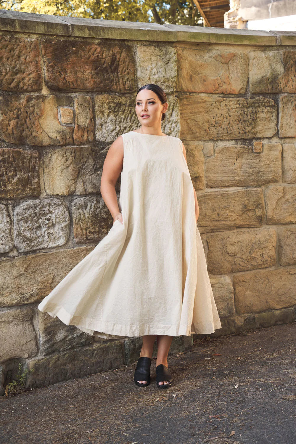 Zahra Dress - cotton organdy & paper cotton Ecru
