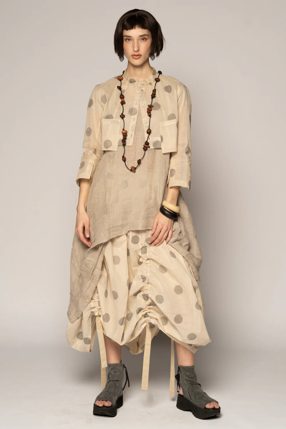 Dotto Gather Skirt - Cotton Organdy Natural