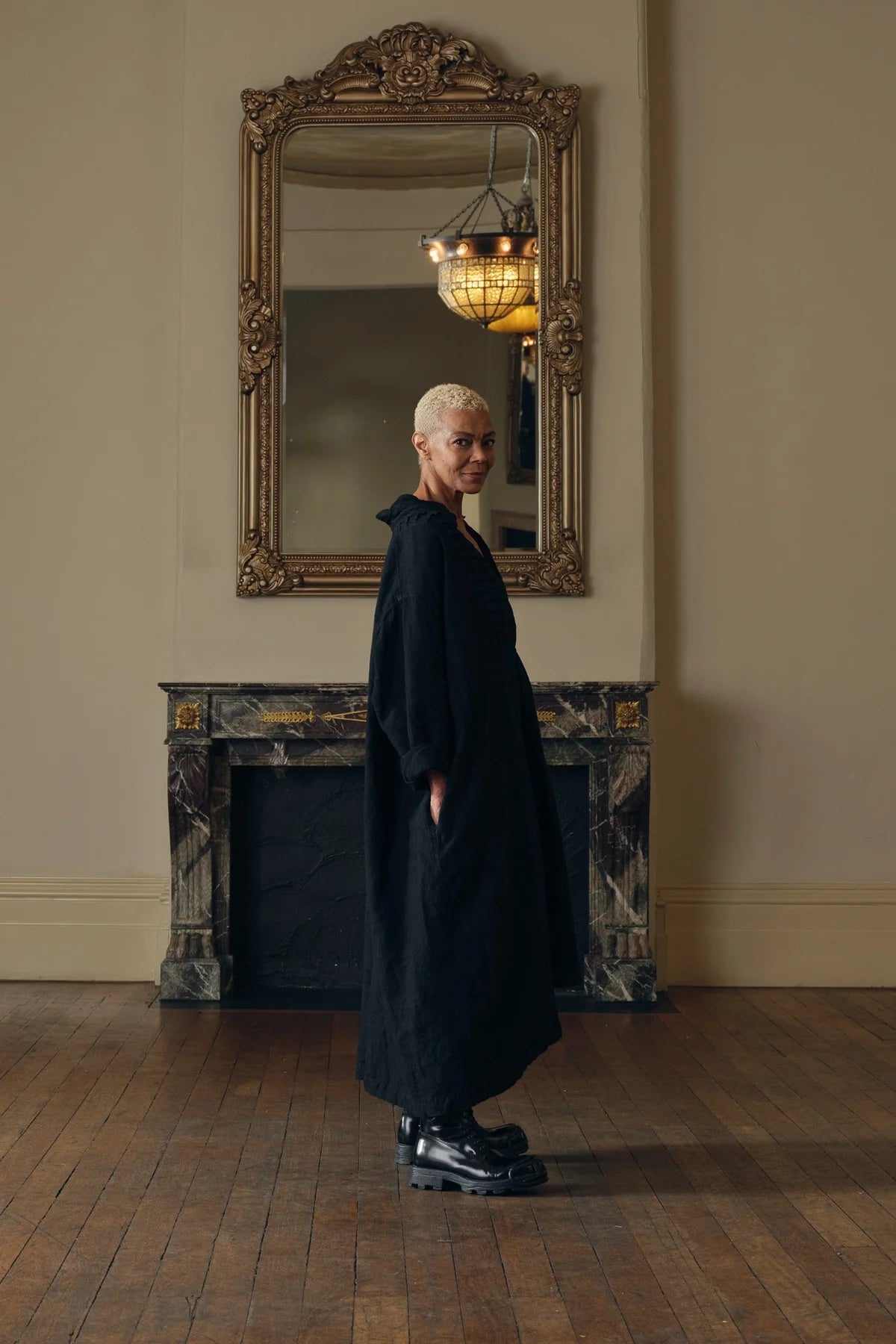 Yves Tuxedo Dress - Linen black