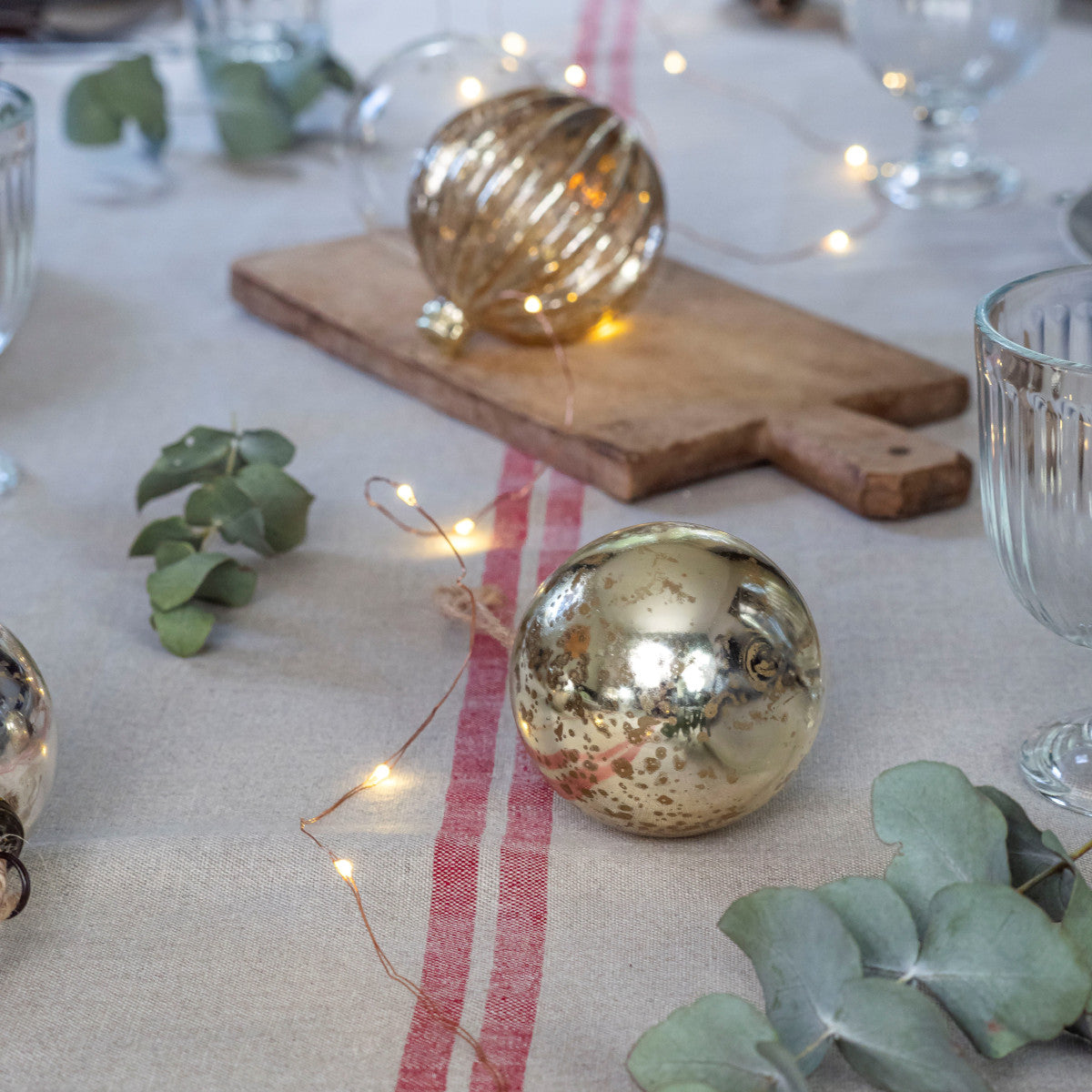 Fete Table Runner - Red Stripe Linen