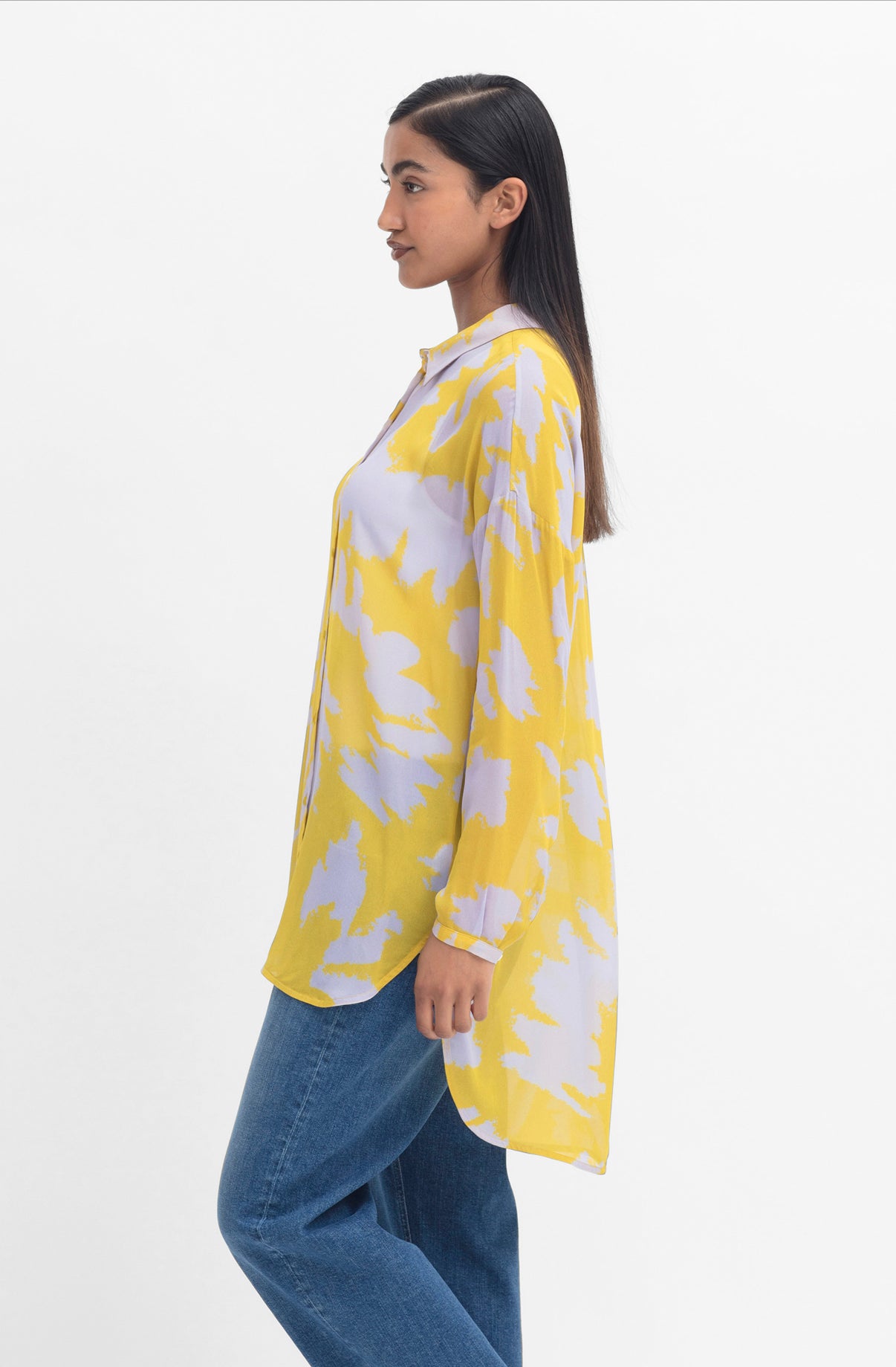 Ravnen Sheer Shirt - Saffron Naemi Print