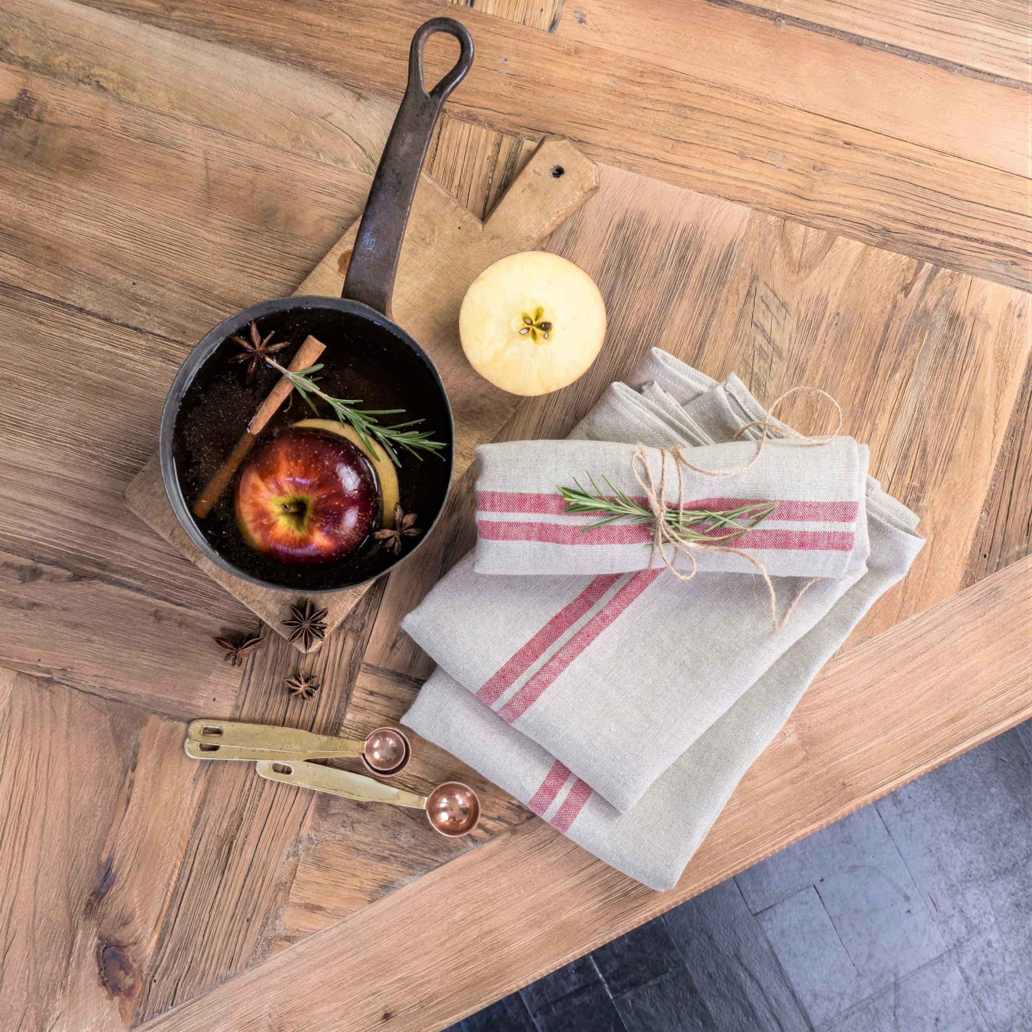 Fete Table Runner - Red Stripe Linen