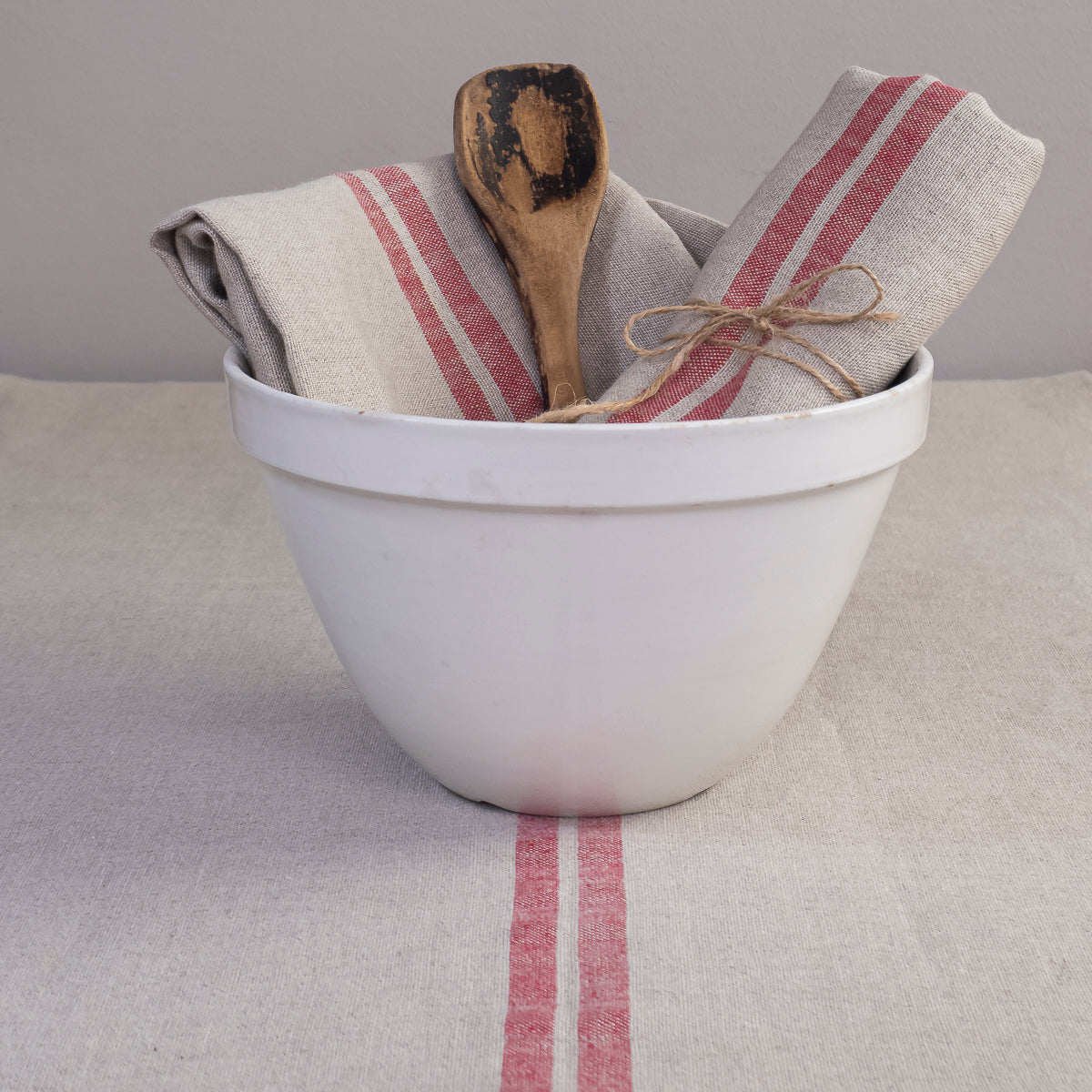 Fete Table Runner - Red Stripe Linen