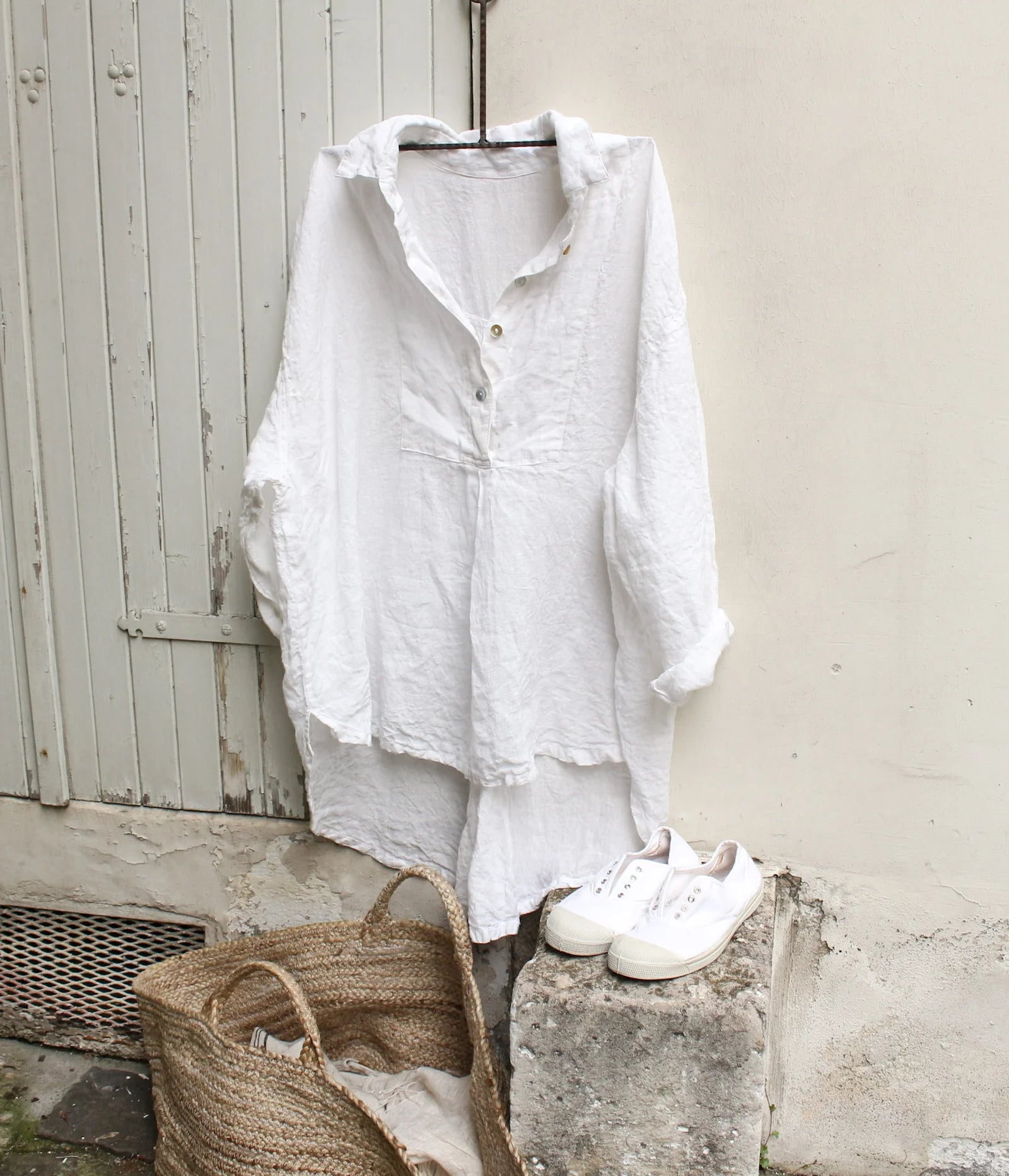 Tuxedo Shirt - White Linen