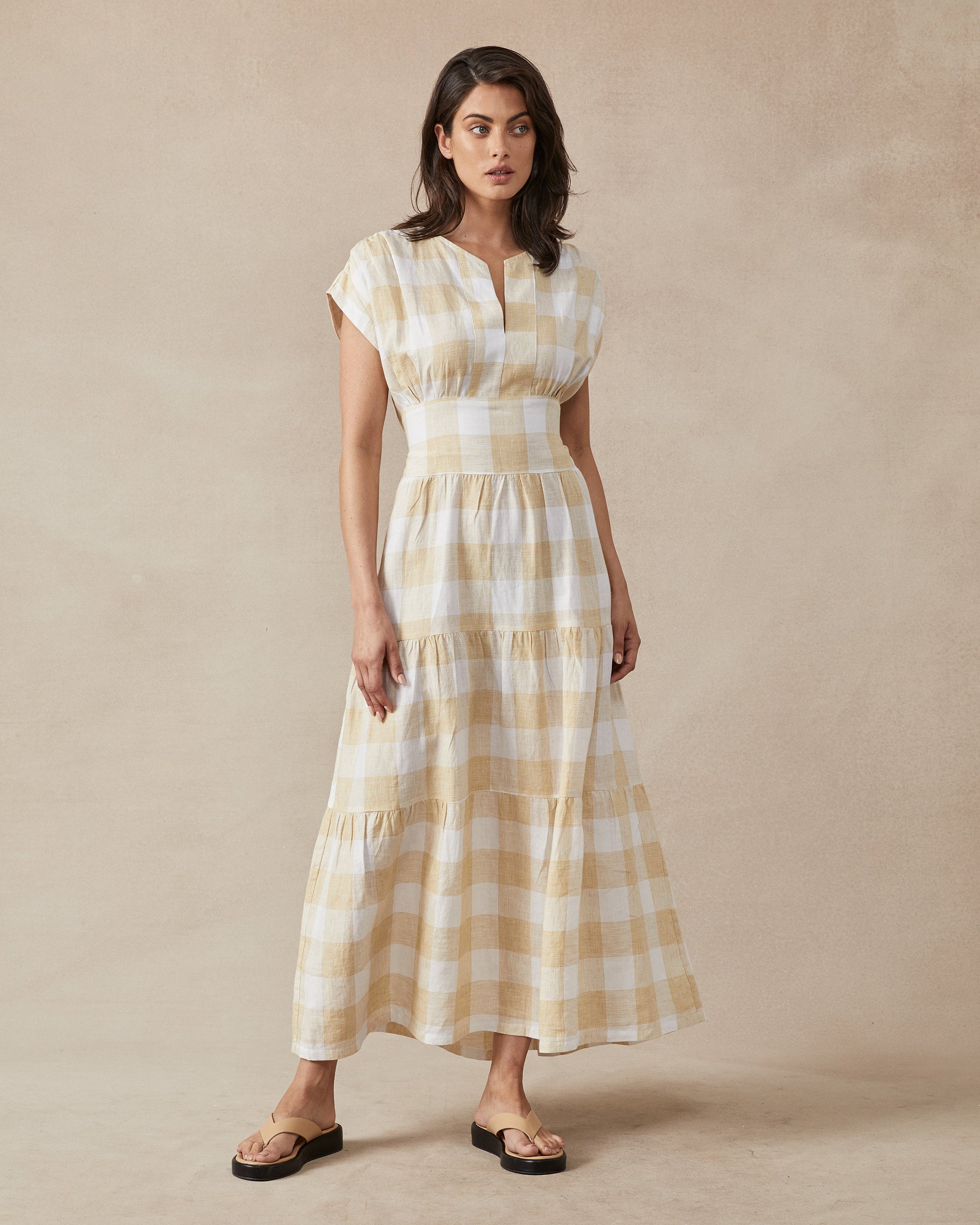 Sammy Dress - Emme Check Dijon
