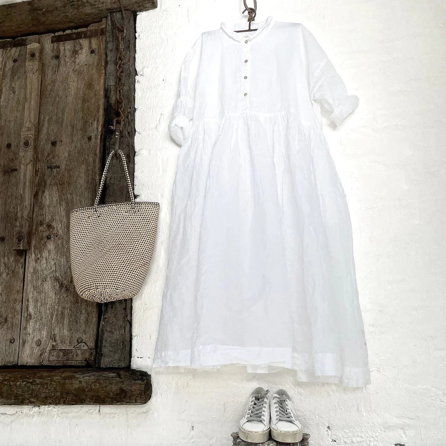 Edith Cotton Organdy Dress - White