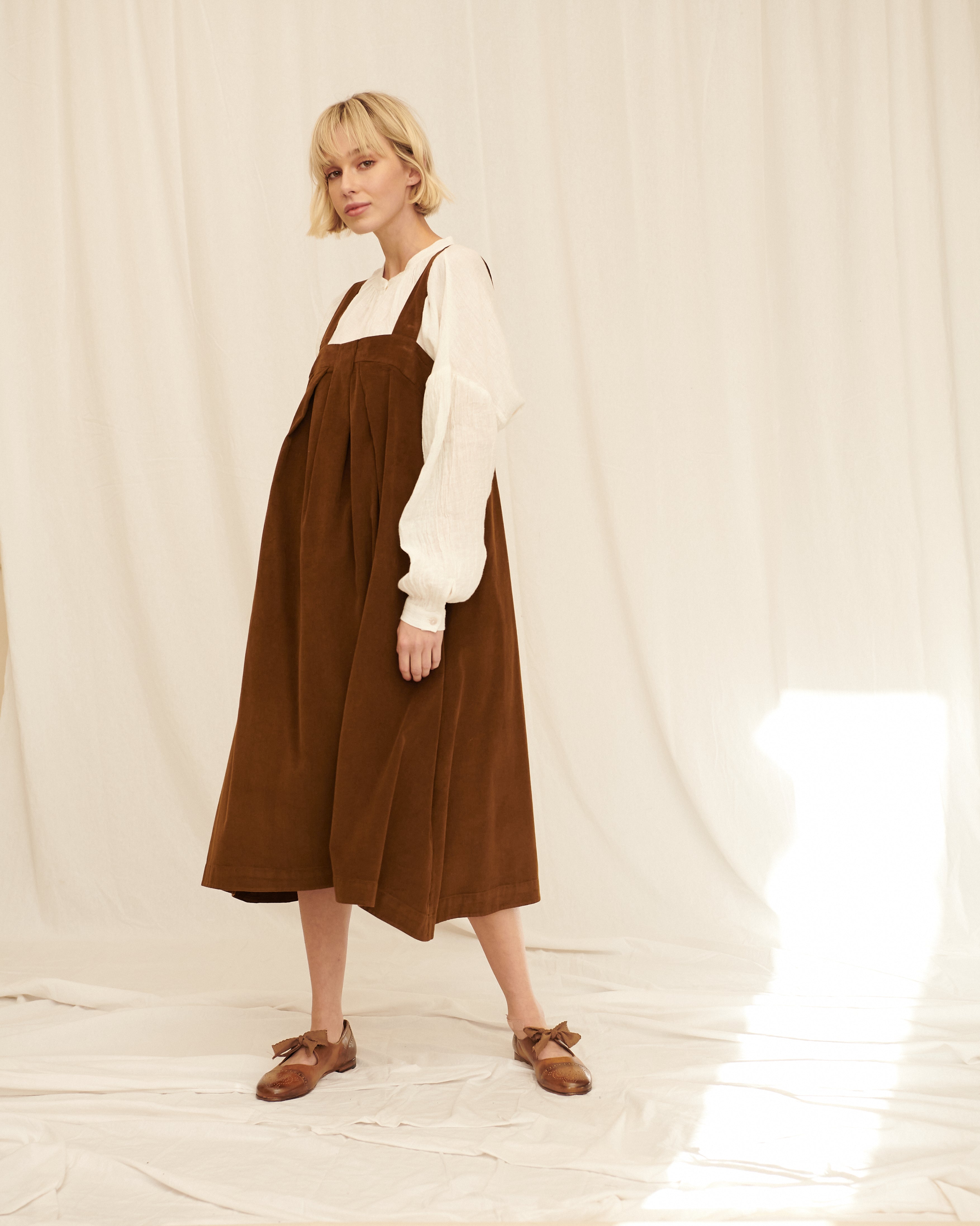Jules Pinwale Corduroy Pinafore Dress - Amber