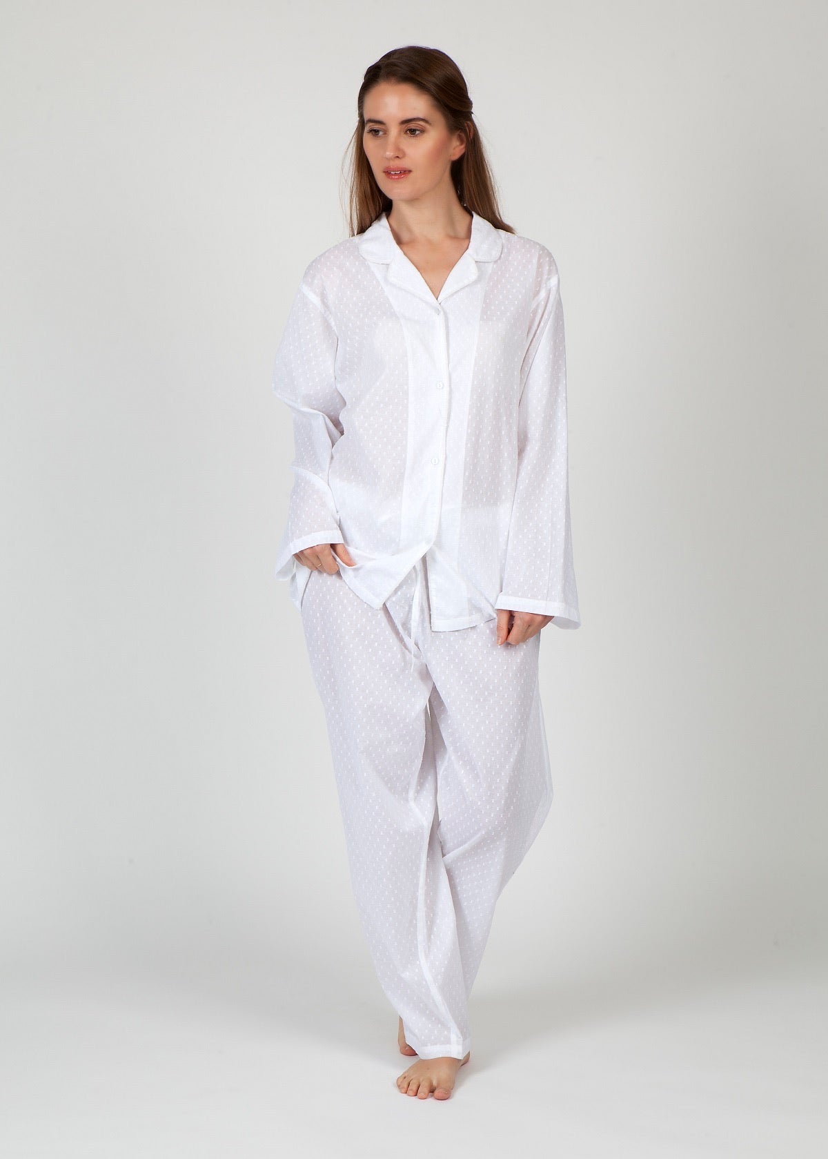 Hail Spot White Cotton Pyjamas