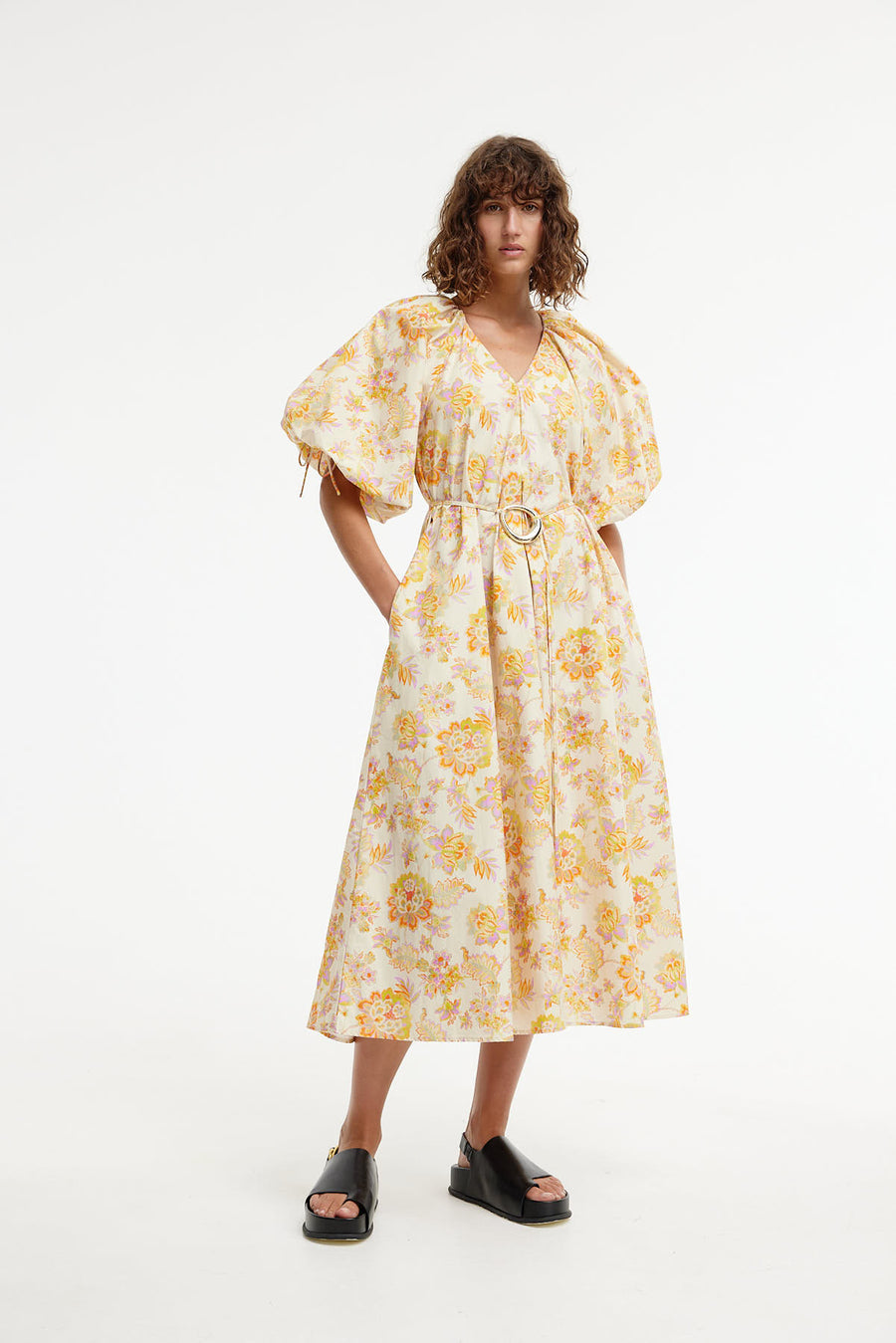 Elle Puff Sleeve Maxi - Neon Floral