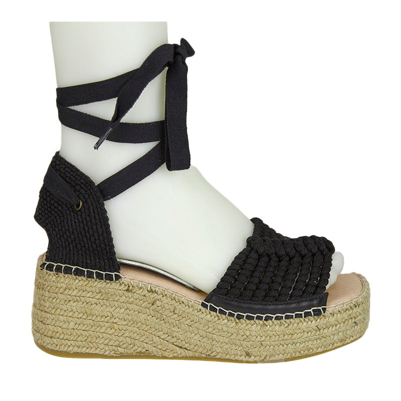 Anisa Mid Wedge Espadrille - Black