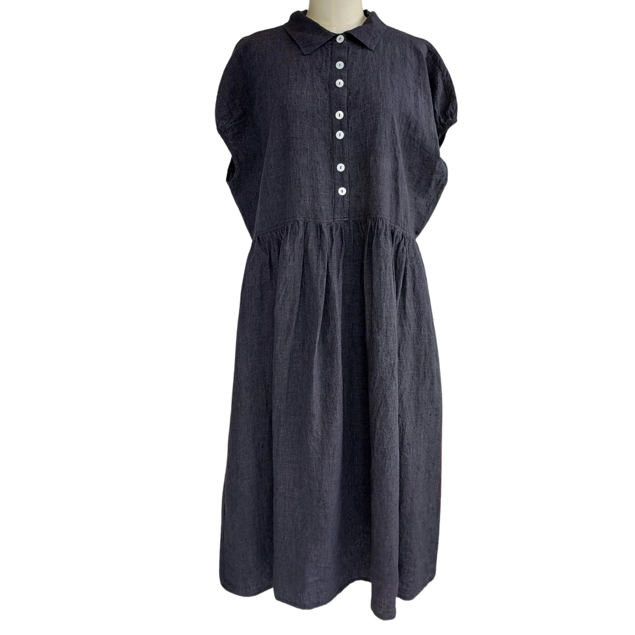 Pennant Linen Dress - Indigo