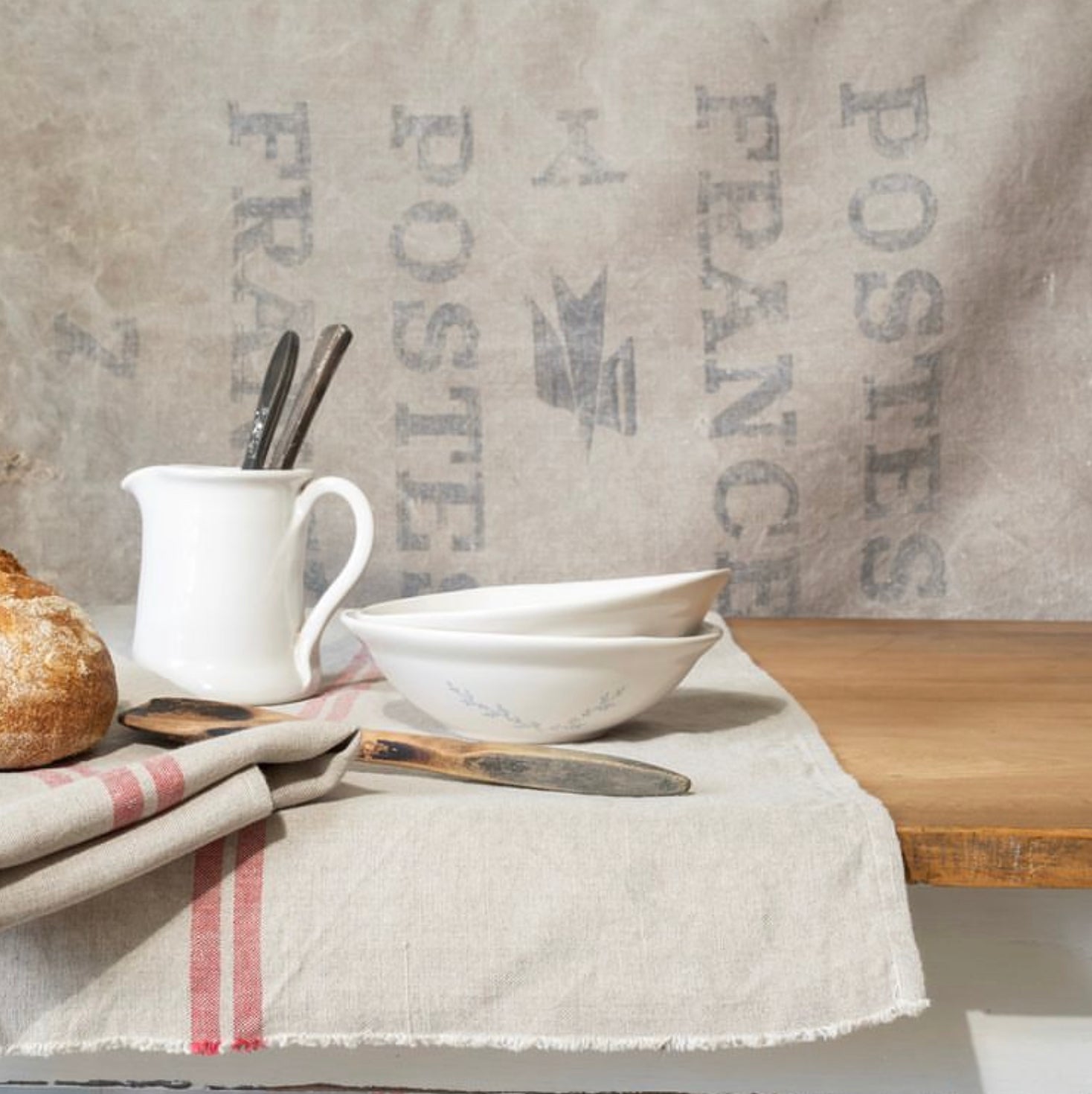Fete Table Runner - Red Stripe Linen