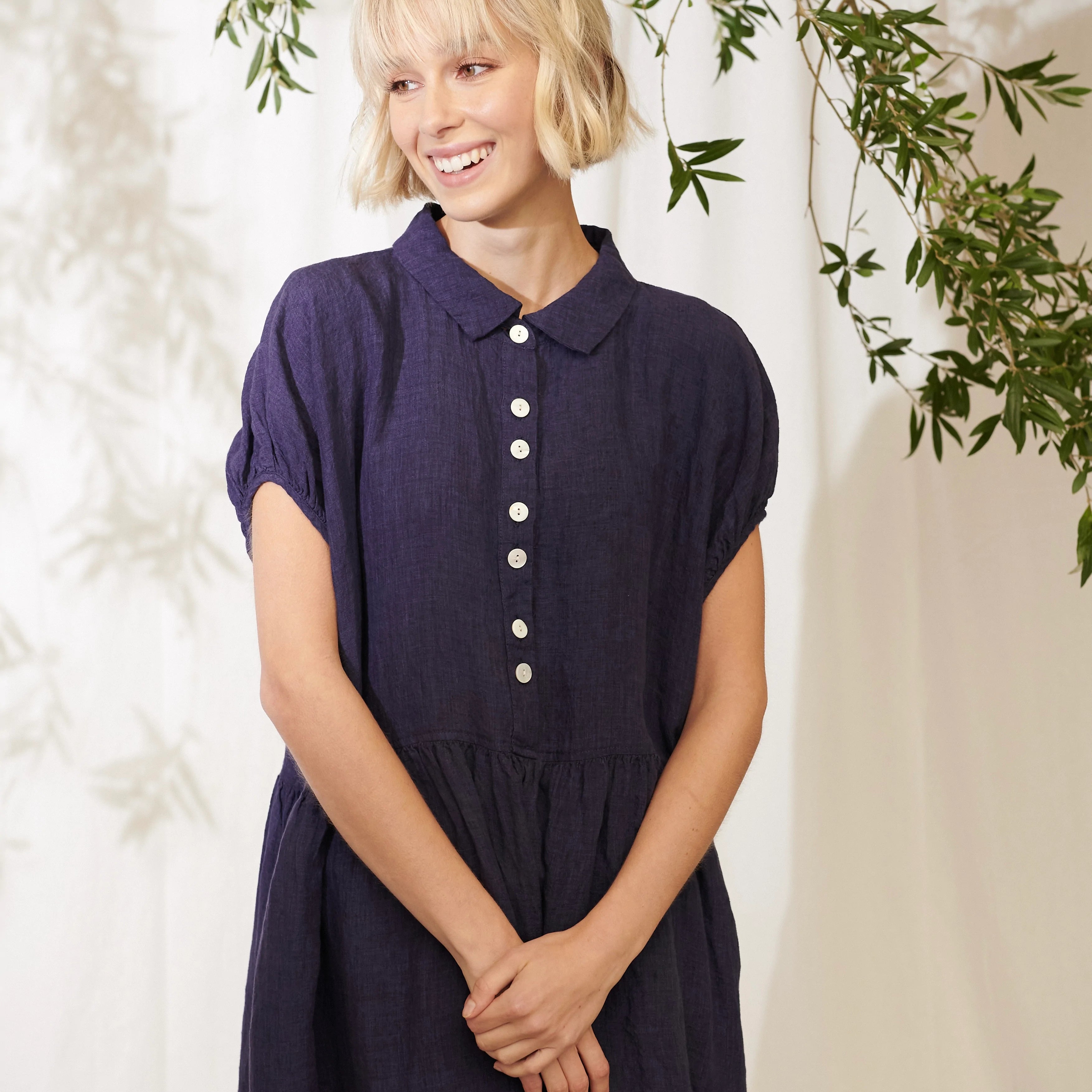 Pennant Linen Dress - Indigo