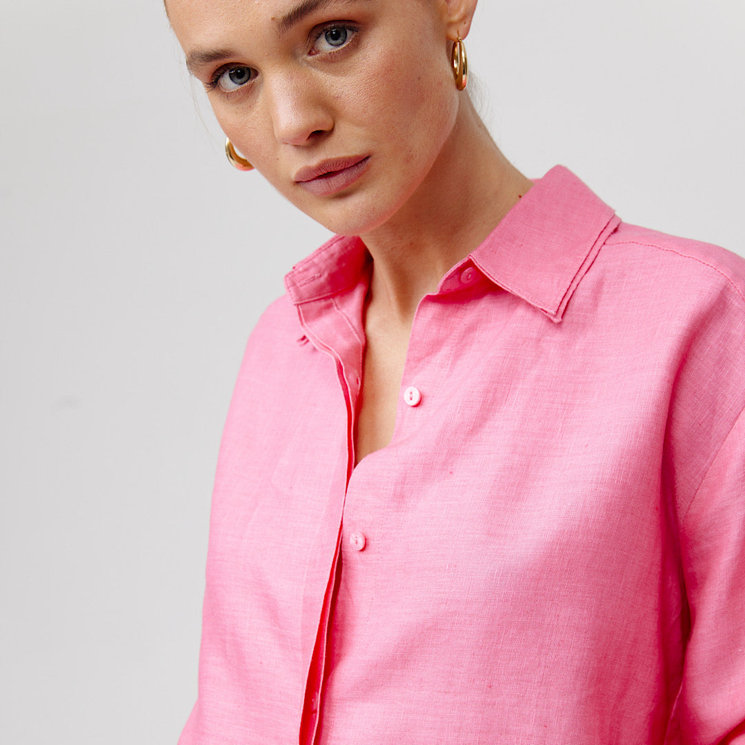 Noah Linen Shirt - Pink
