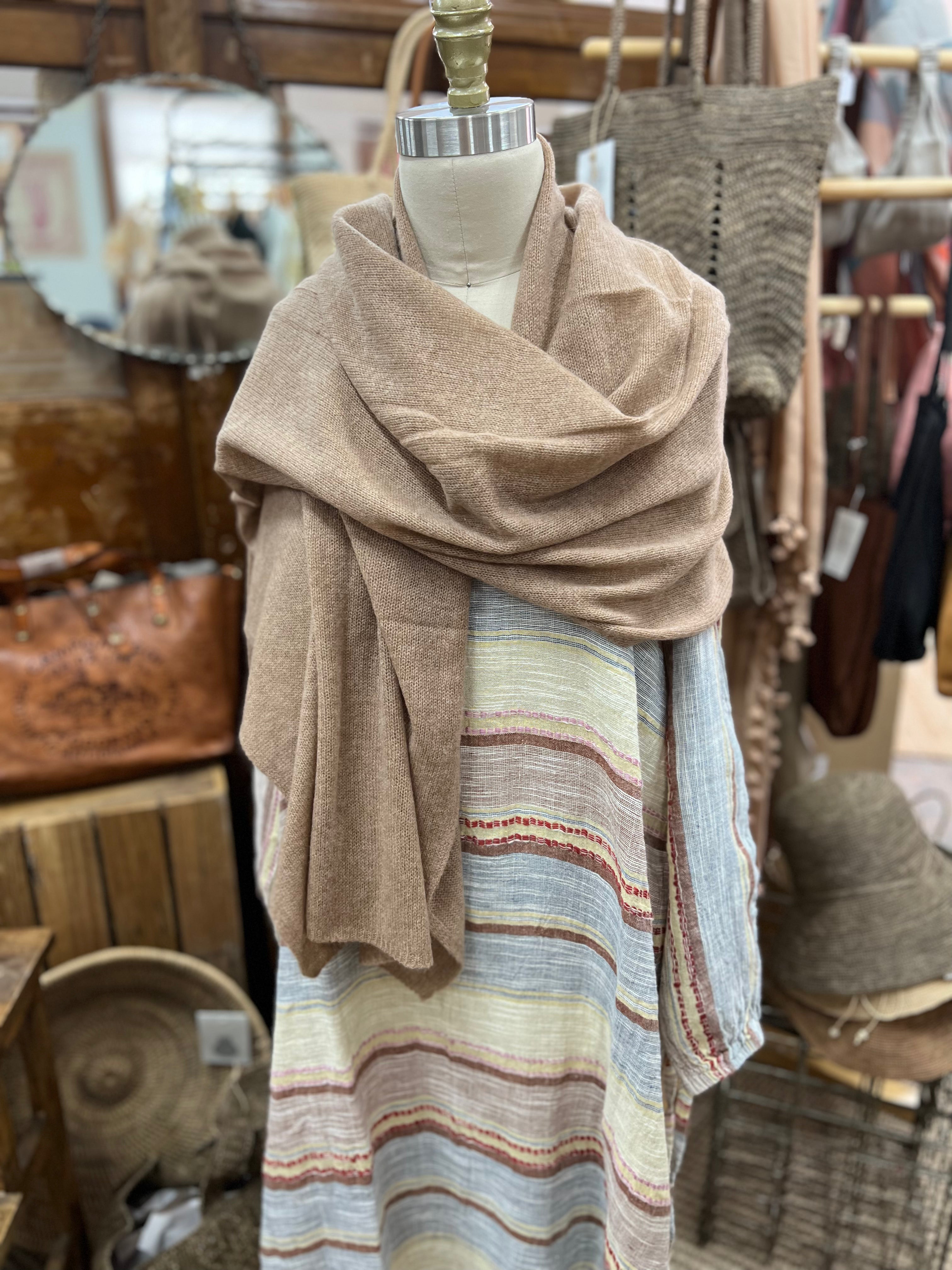 Cashmere Scarf Shawl All-in-One : Caramel