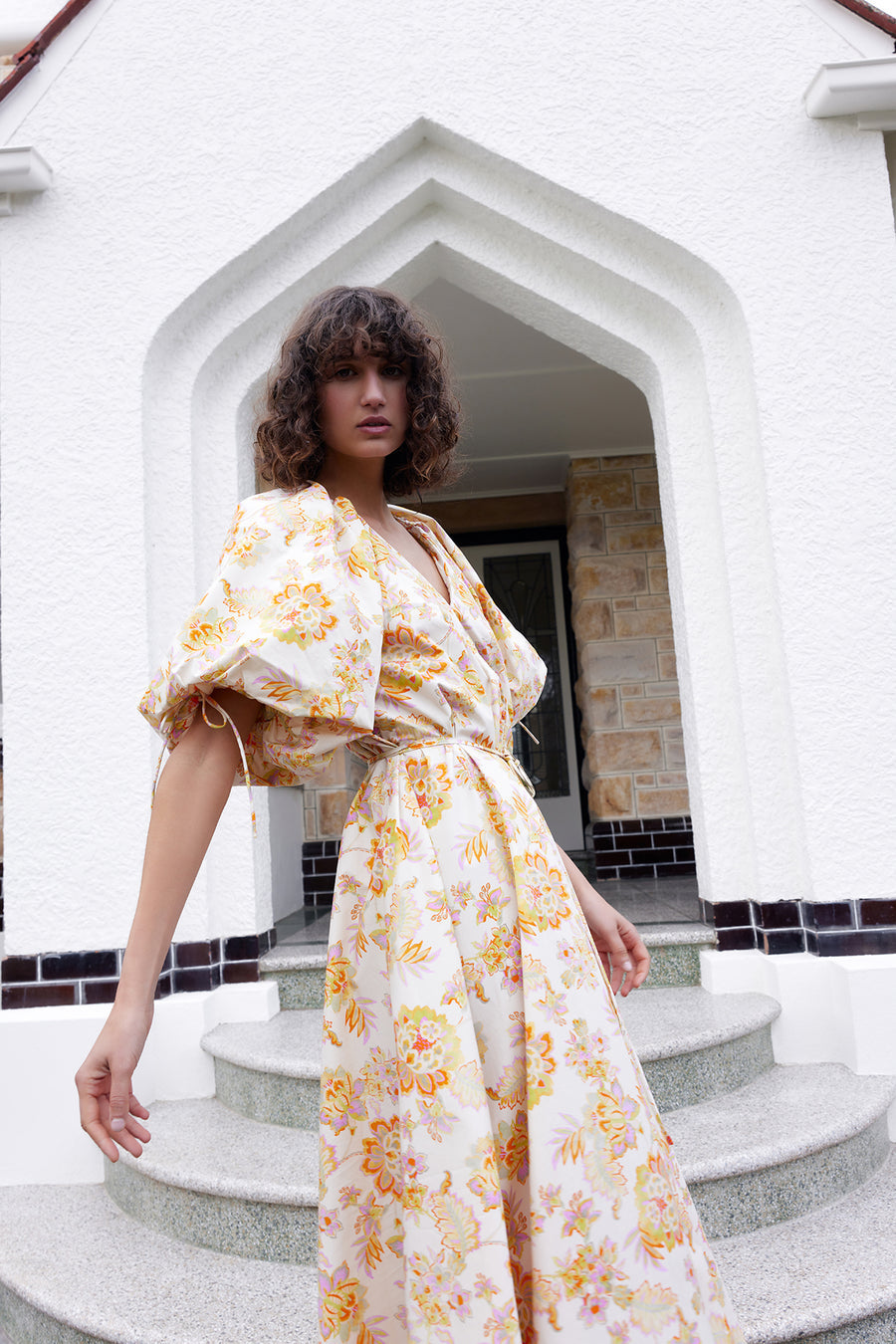 Elle Puff Sleeve Maxi - Neon Floral