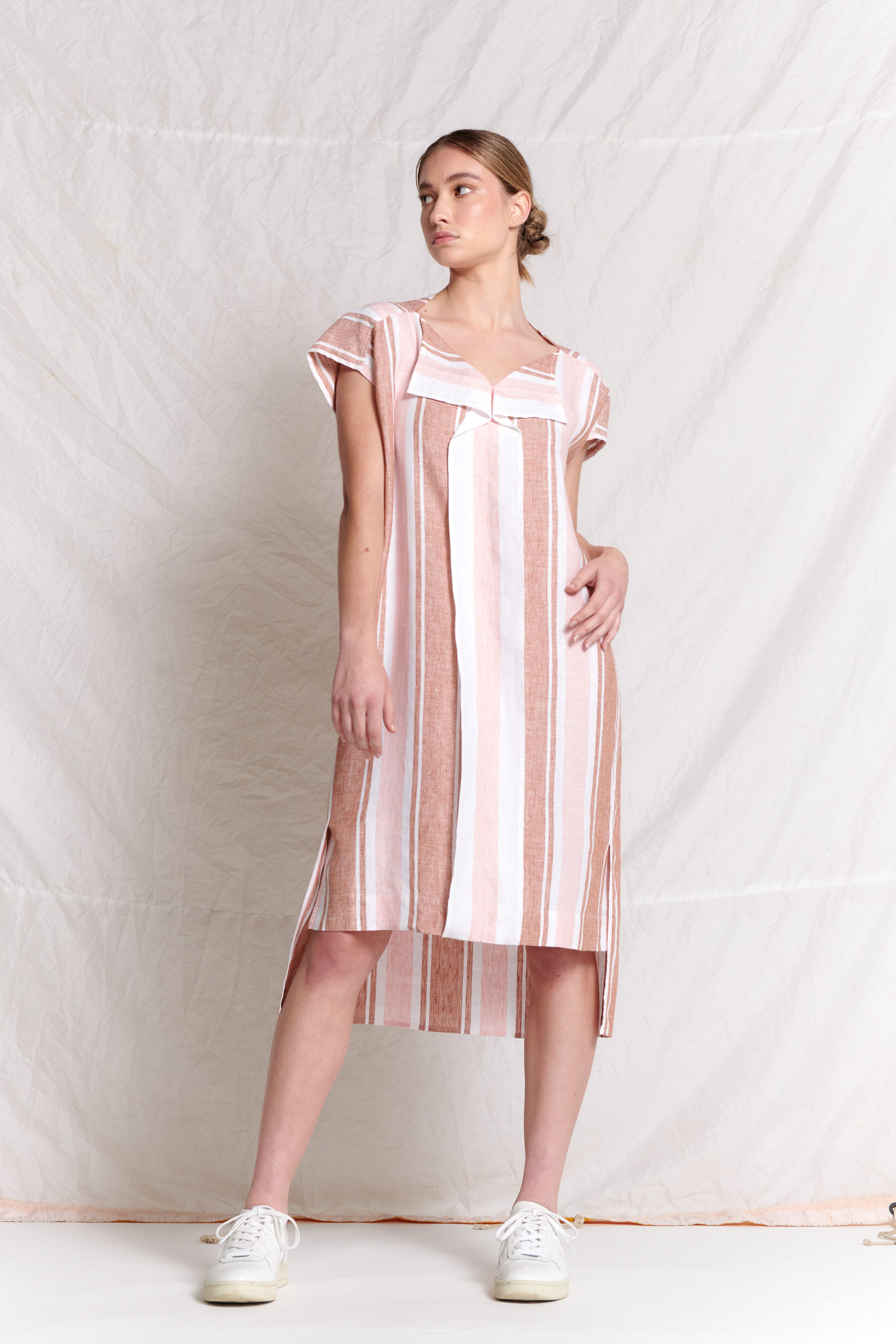 Milan Dress Stripe - Bronze/Petal
