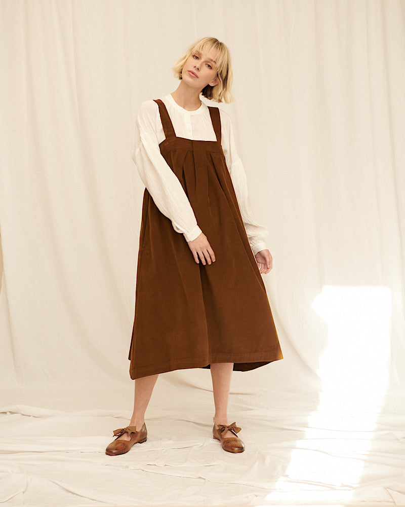 Jules Pinwale Corduroy Pinafore Dress - Amber