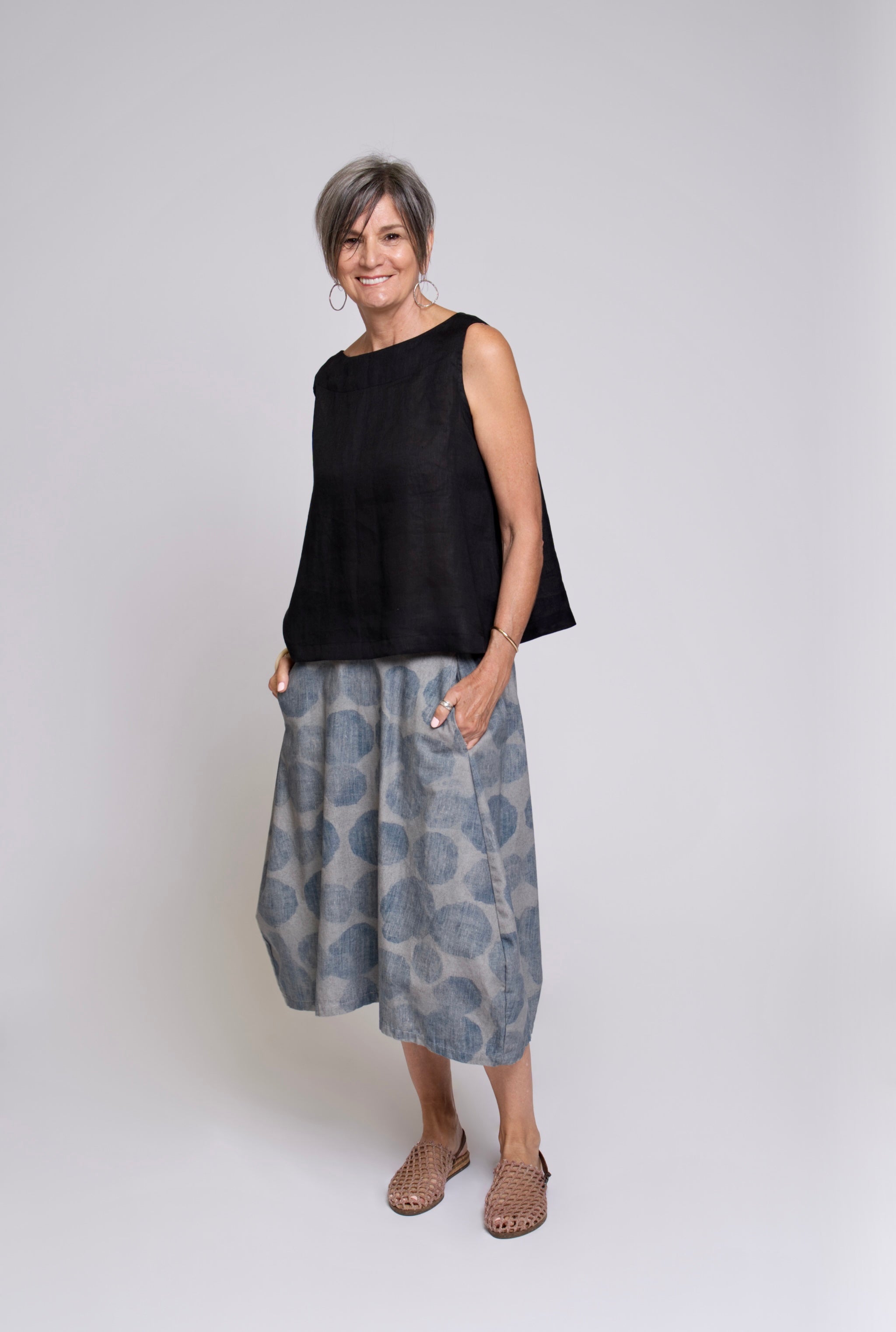 Harriet Cotton Canvas Skirt - Blotch Print