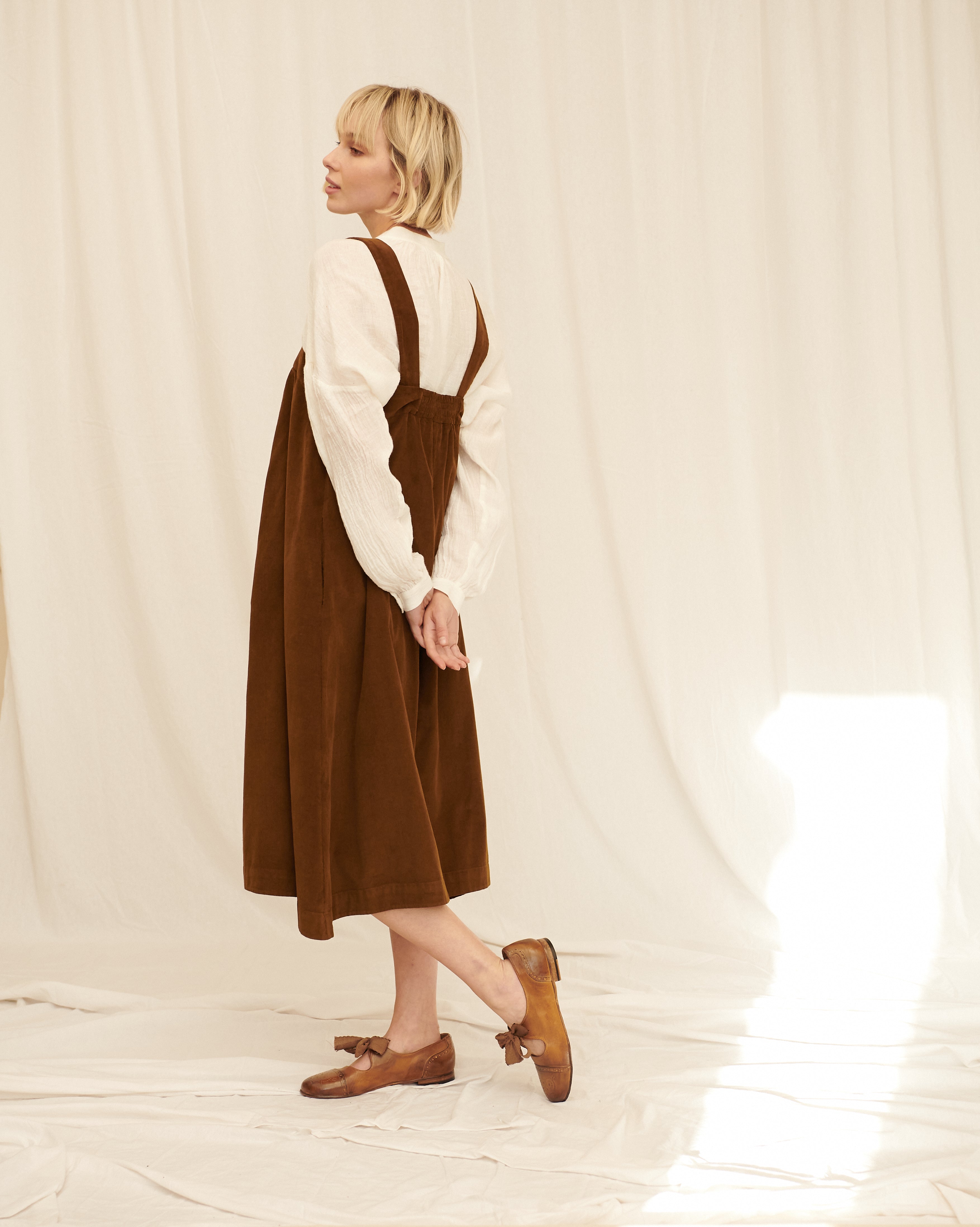 Jules Pinwale Corduroy Pinafore Dress - Amber