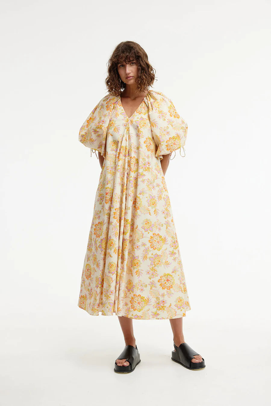 Elle Puff Sleeve Maxi - Neon Floral