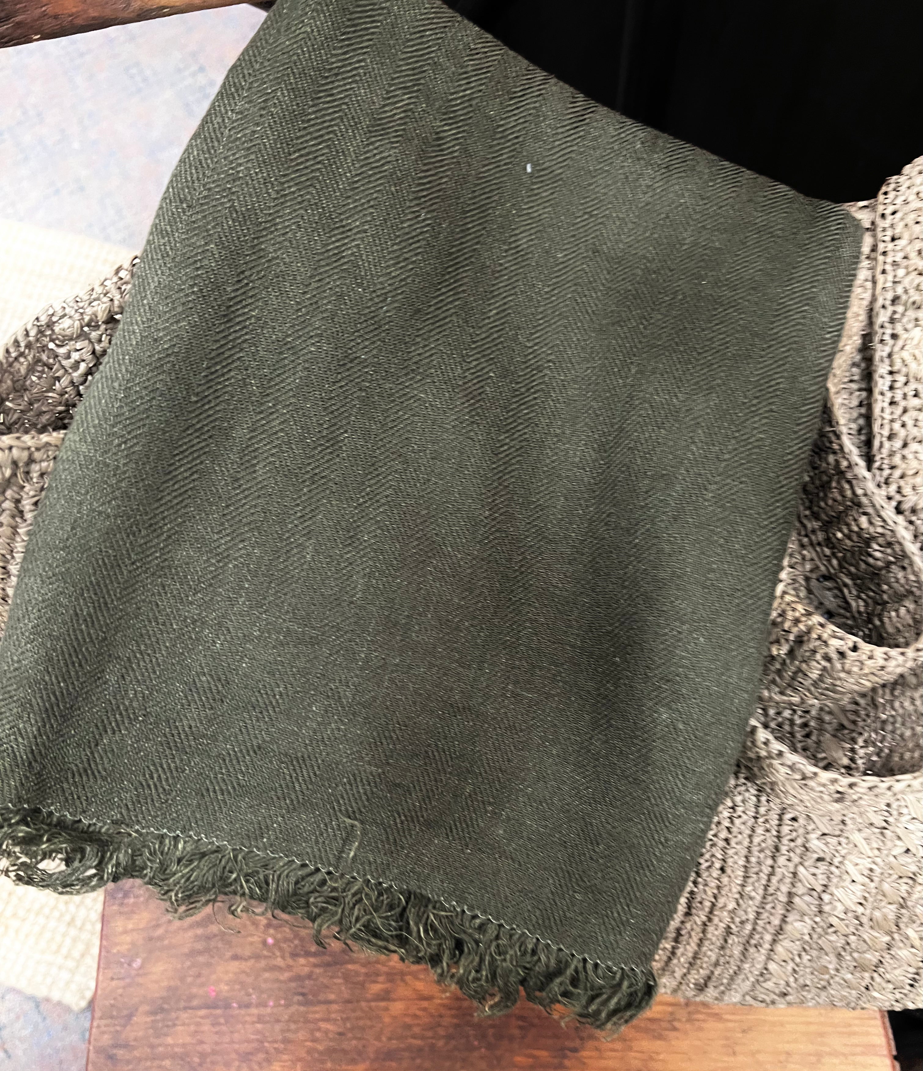 roserie scarf: herringbone green