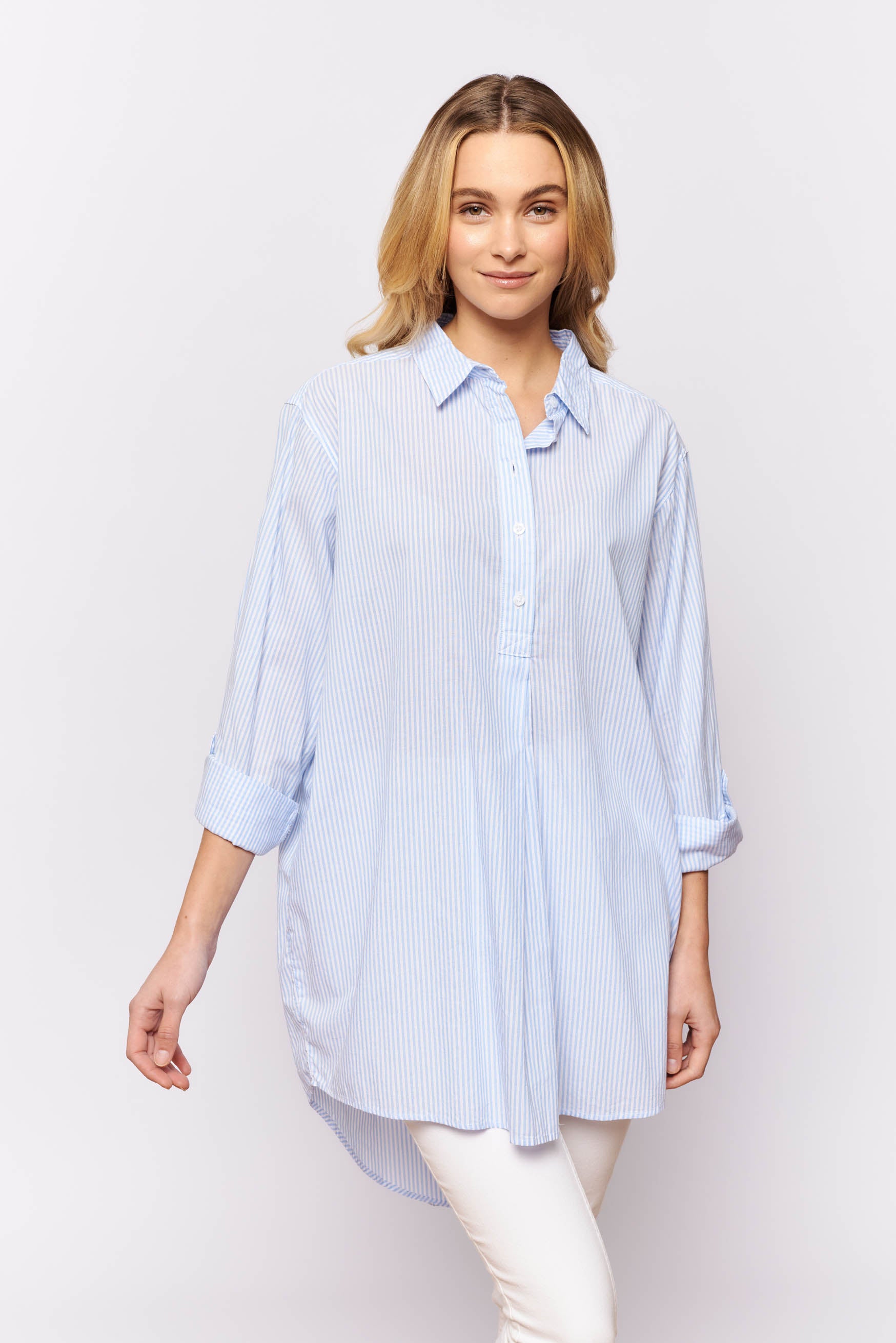Cotton Overshirt - Blue Stripe