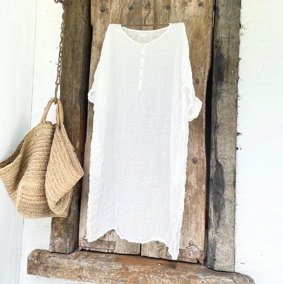 Hadley Linen Gauze Dress - White