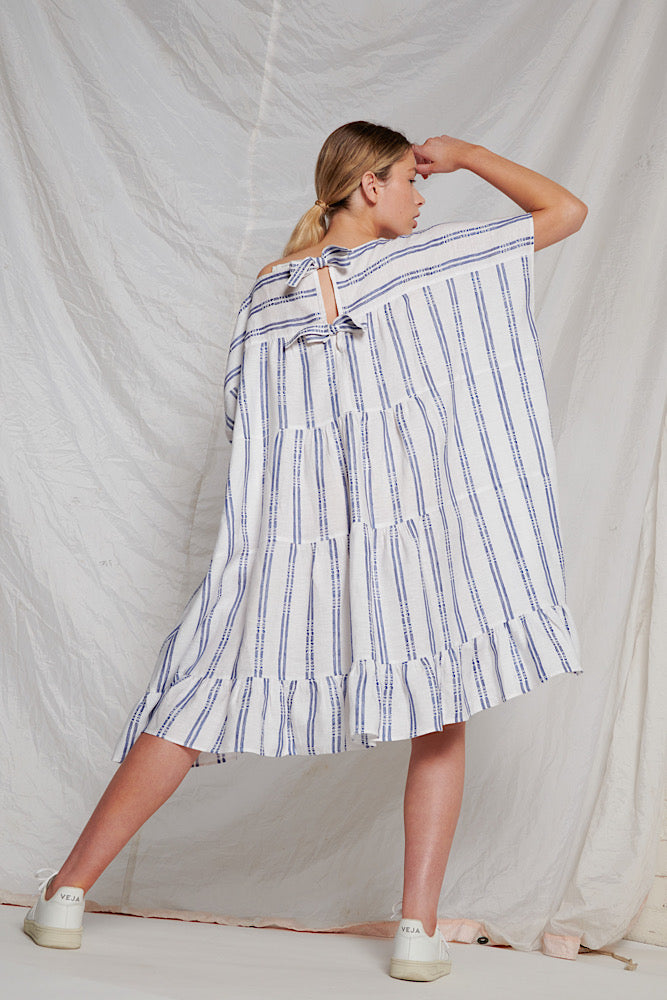 Infinity Dress - White/Blue Stripe