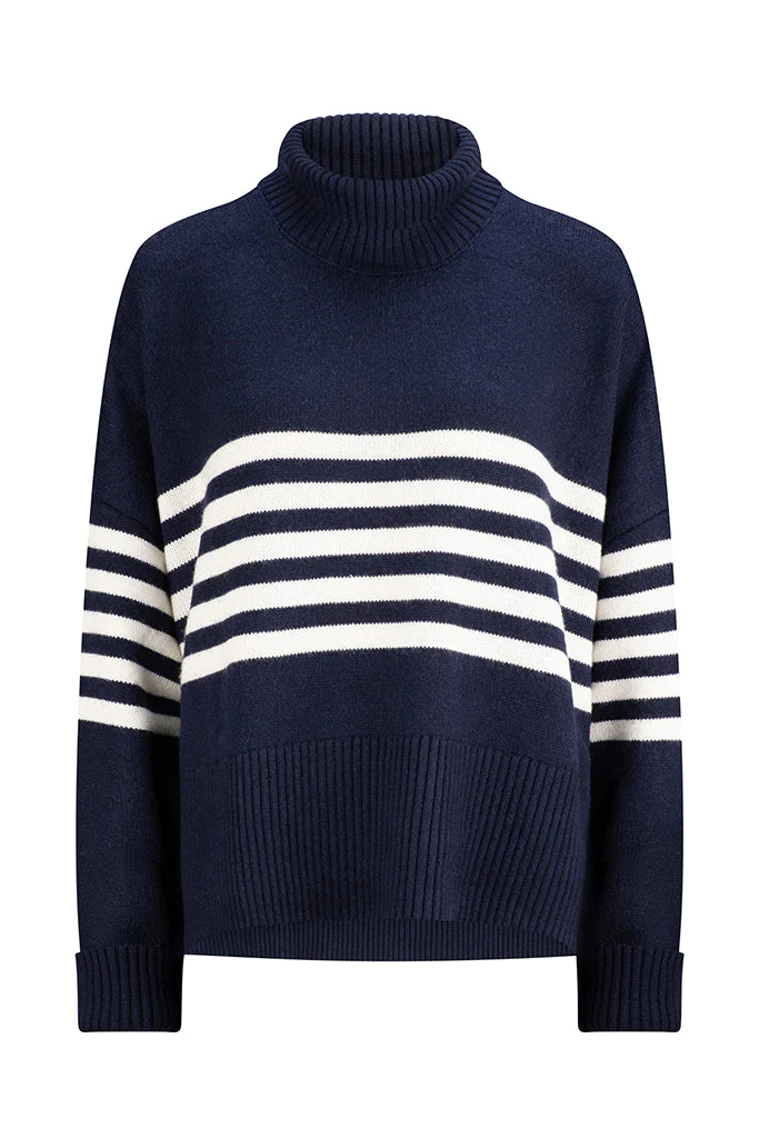 Charlie Wool/Cashmere Sweater - Navy/White