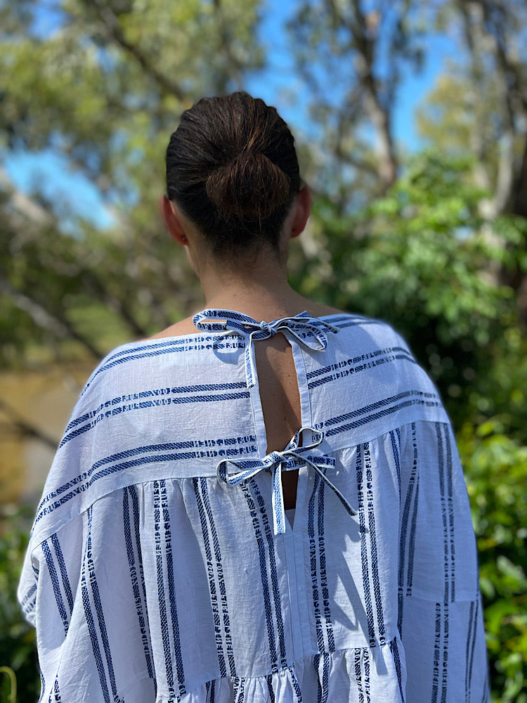 Infinity Dress - White/Blue Stripe